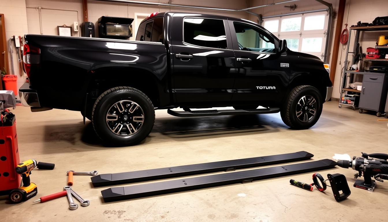 How to install running boards on a toyota tundra?