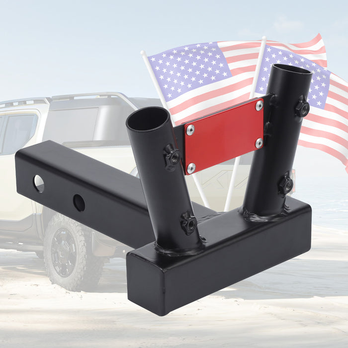 2" Hitch Flag Holder (Two Flagpole) – Works with Trucks, Jeeps & RVs