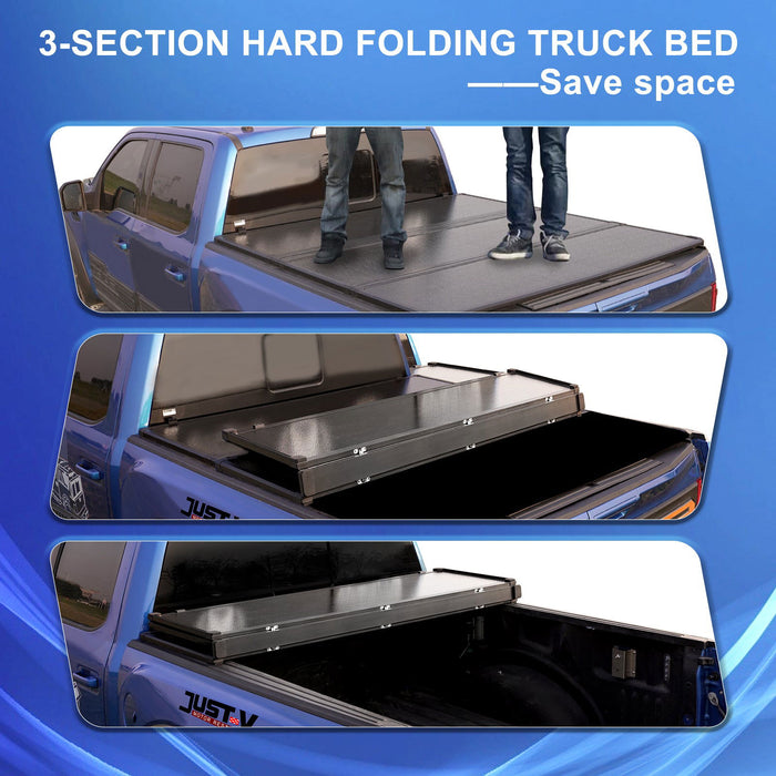 5.5Ft Hard Tri-Fold Tonneau Cover For Chevy Shuhe 2014-2015 - JustV -