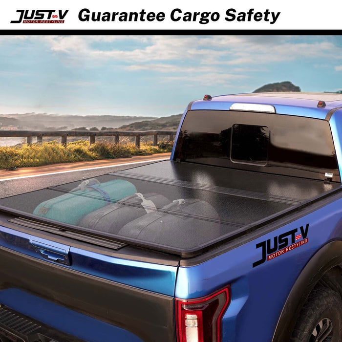 5.5Ft Hard Tri-Fold Tonneau Cover For Ford F-150 2016-2023 - JustV -