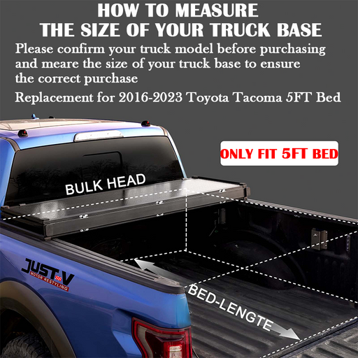 5Ft Hard Tri-Fold Tonneau Cover For Toyota Tacoma 2016-2023 - JustV -
