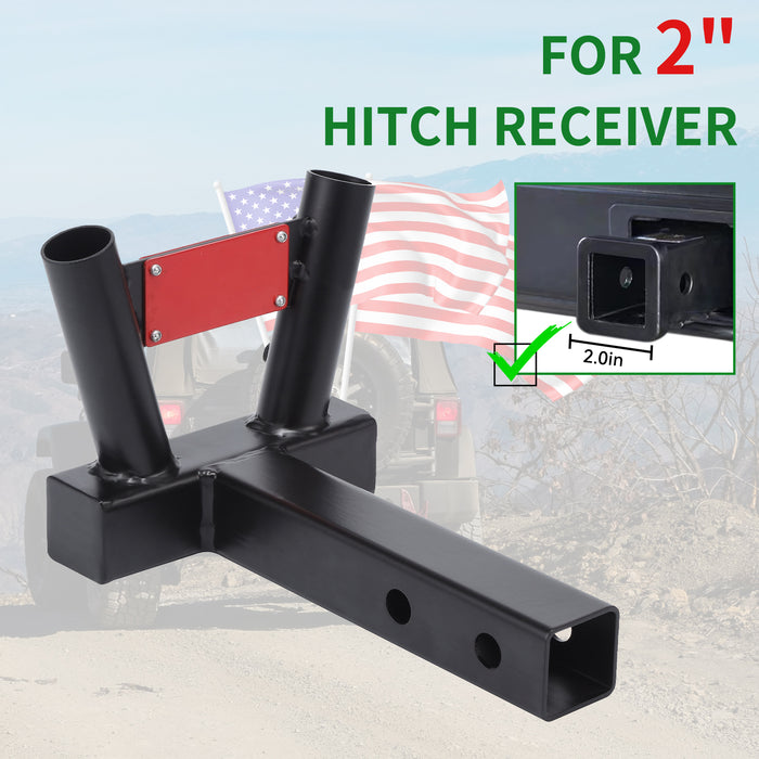 2" Hitch Flag Holder (Two Flagpole) – Works with Trucks, Jeeps & RVs