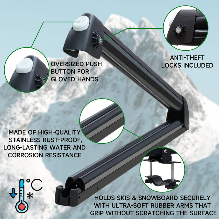 33'' Aluminum Universal Ski Roof Rack - JustV - 