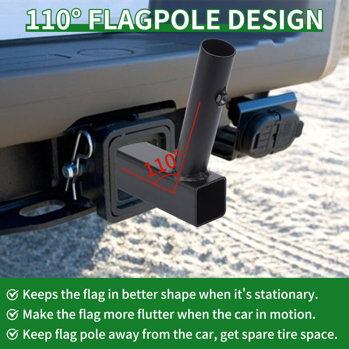 2" Hitch Flag Holder (ONE Flagpole) – Works with Trucks, Jeeps & RVs