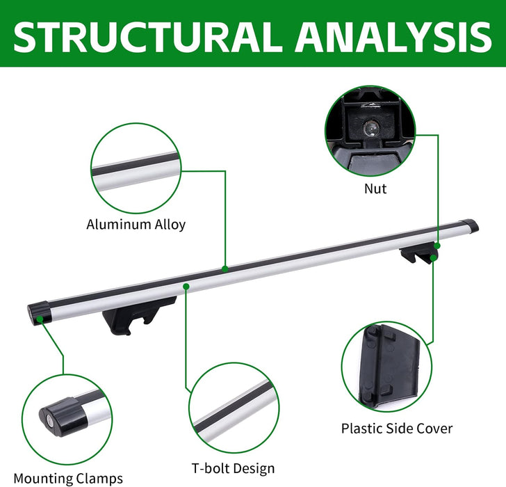 Aluminum Roof Rack Cross Bars 48"