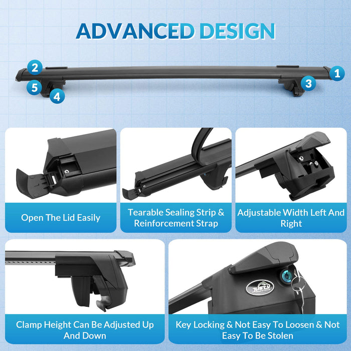 Black Aluminum Roof Rack Cross Bars 48" - JustV - 