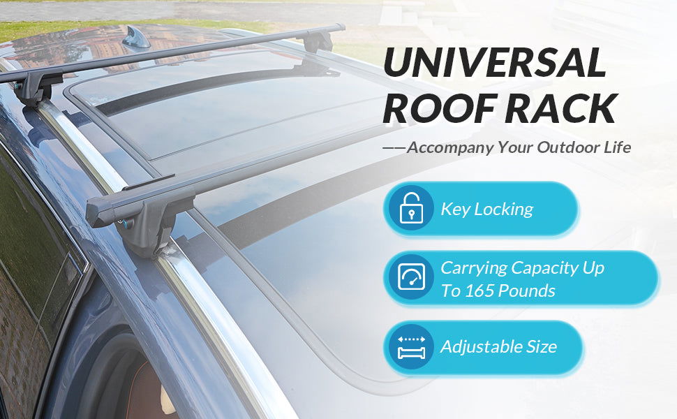 Black Aluminum Roof Rack Cross Bars 48" - JustV - 