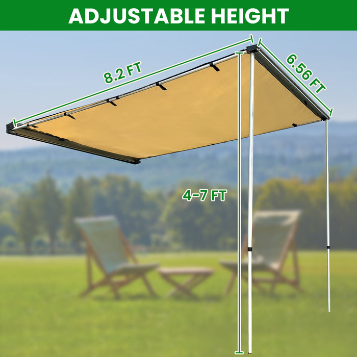 8.2X6.5ft Foldable Vehicle Awning - Aluminium Retractable