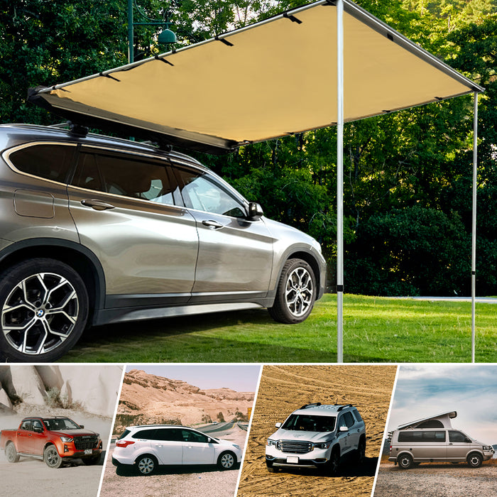 8.2X6.5ft Foldable Vehicle Awning - Aluminium Retractable