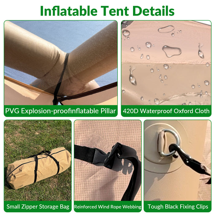 AirVenture Instant Glamping Tent – 3-Person, Waterproof (Pump Included)