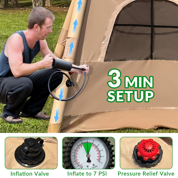 AirVenture Instant Glamping Tent – 3-Person, Waterproof (Pump Included)
