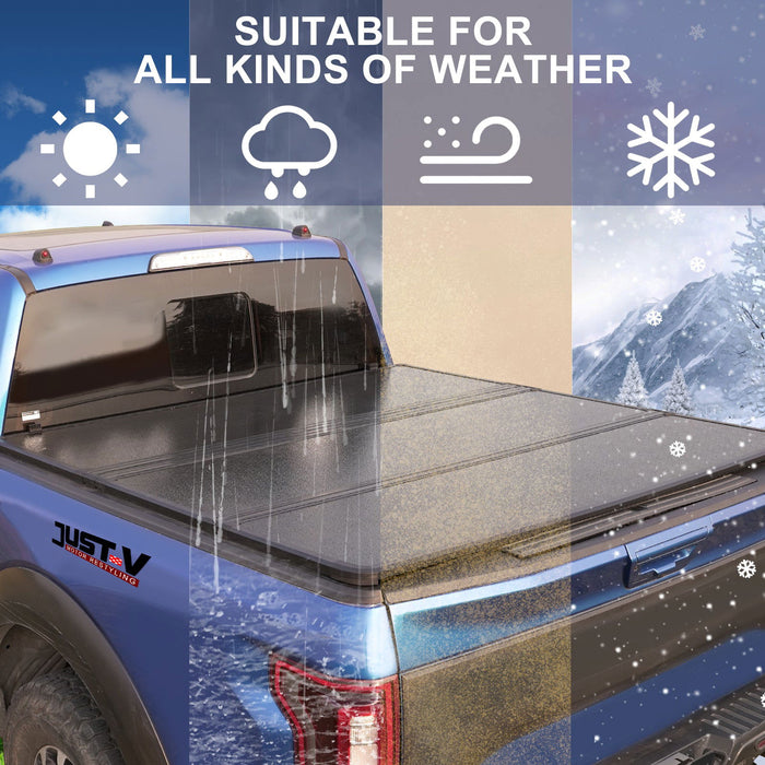 5.8Ft Hard Tri-Fold Tonneau Cover For Chevrolet Silverado/GMC Sierra 2019-2023 - JustV - 
