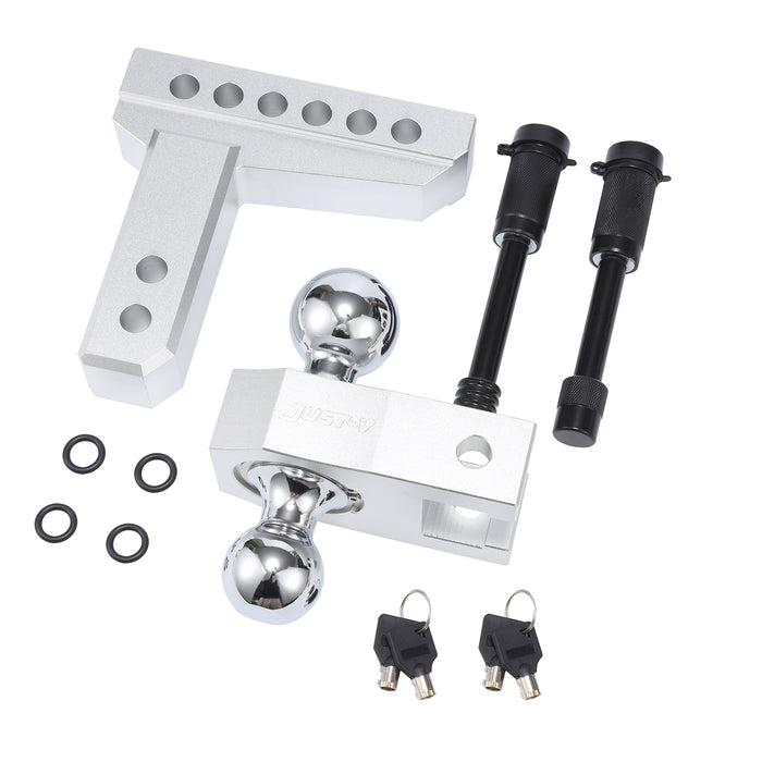 Silver 6'' Adjustable Stainless Steel Locks Trailer Hitch