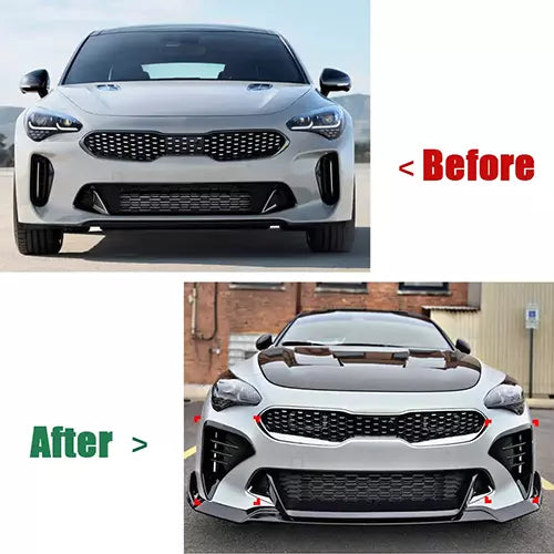 Front Bumper Lip + Vent Hole Cover Trim for Kia Stinger 2018-2024