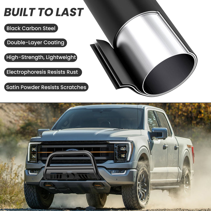 Firemotoo Black Bull Bar Push Bumper & Grille Guard For Ford F-150 (2004-2020) – Stainless Steel