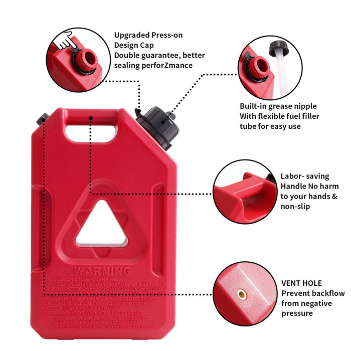 RED Durable 1 GALLON Gas Can - JustV - 