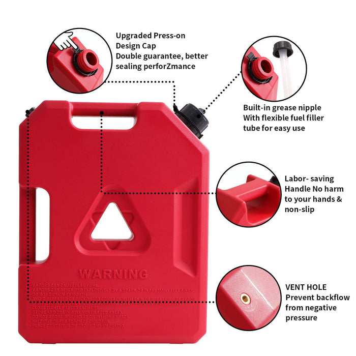 RED Durable 2 GALLON Gas Can - JustV - 