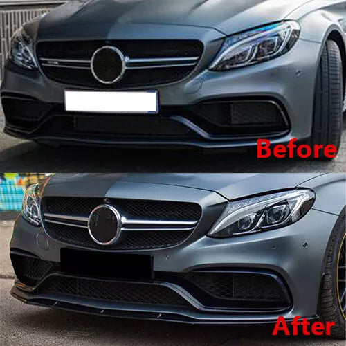Front Bumper Lip For Benz C Class W205 C63 AMG 2015-2022