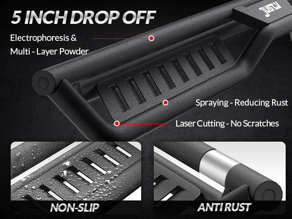 6 Inch Side Step Boards for Chevy Colorado Crew Cab 2015-2025, for GMC Canyon Crew Cab 2015-2025